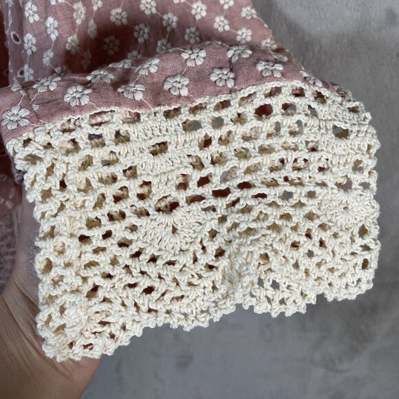 ZARA Top XL Openwork Floral Eyelet Embroidered Crochet Lace Boho Peasant Beachy - Picture 7 of 13